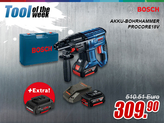 Bosch Professional Akku-Bohrhammer mit SDS-plus GBH 18V-20, mit 2 x 5,0 Ah Akku, ProCORE18V 4,0 Ah