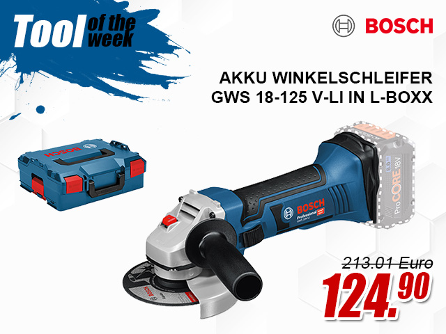 Akku Winkelschleifer GWS 18-125 V-LI in L-BOXX, ohne Akku und Lader - 060193A308