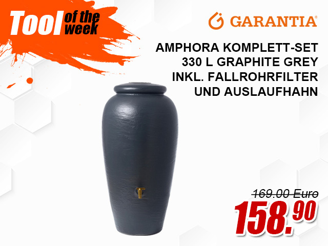 Garantia AMPHORA im Komplett-Set 330 L graphite grey inkl. Fallrohrfilter und Auslaufhahn.