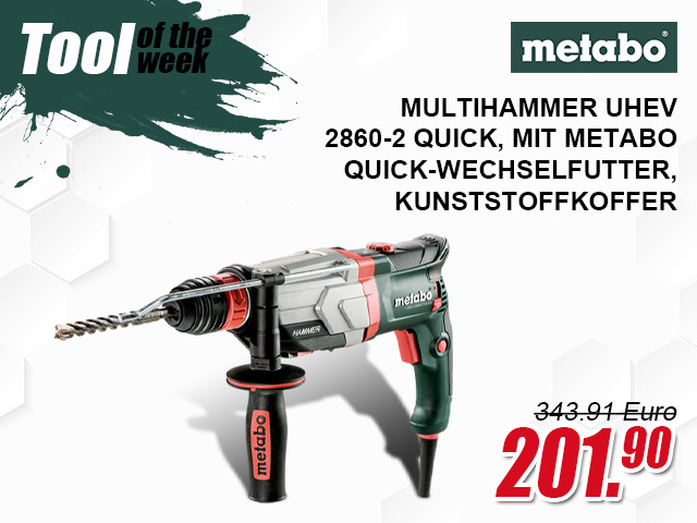 Metabo Multihammer UHEV 2860-2 Quick, mit Metabo-Quick-Wechselfutter, Kunststoffkoffer - 600713500
