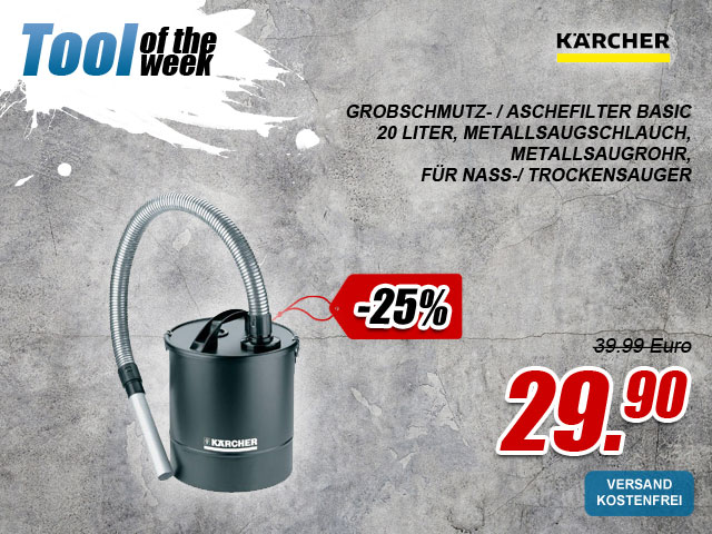 Kärcher Grobschmutz- / Aschefilter Basic 20 Liter, mit Metallsaugschlauch und Metallsaugrohr,  für Nass-/ Trockensauger bei myToolStore.de